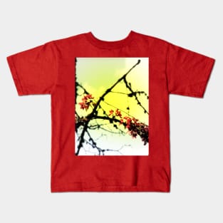 red Malus Radiant crab apple blossoms #7, yellow tint Kids T-Shirt